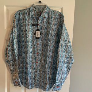 Visconti Black men's L/S Water Colored Musical Notes Button Down Shirt
